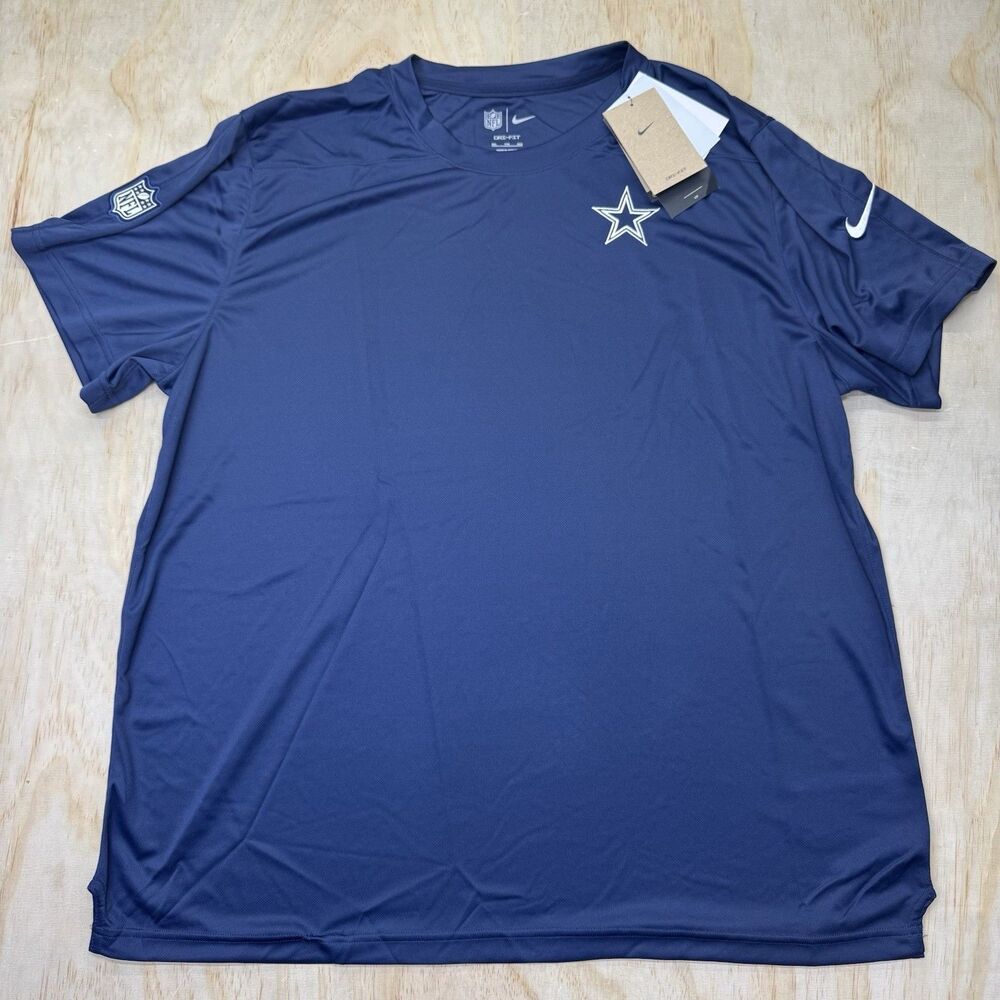 NEW Dallas Cowboys Sideline Coach Performance Short Sleeve Shirt Blue 2XL
